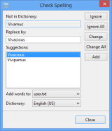 This website builder includes a spelling checker