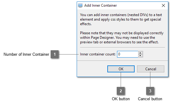 Add Inner Container Dialog