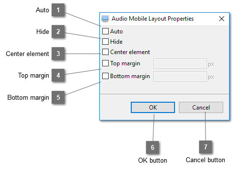 Audio Mobile Layout Properties Dialog