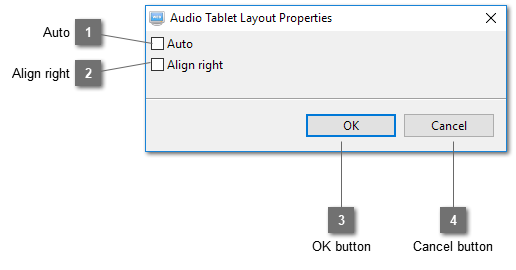 Audio Tablet Layout Properties Dialog