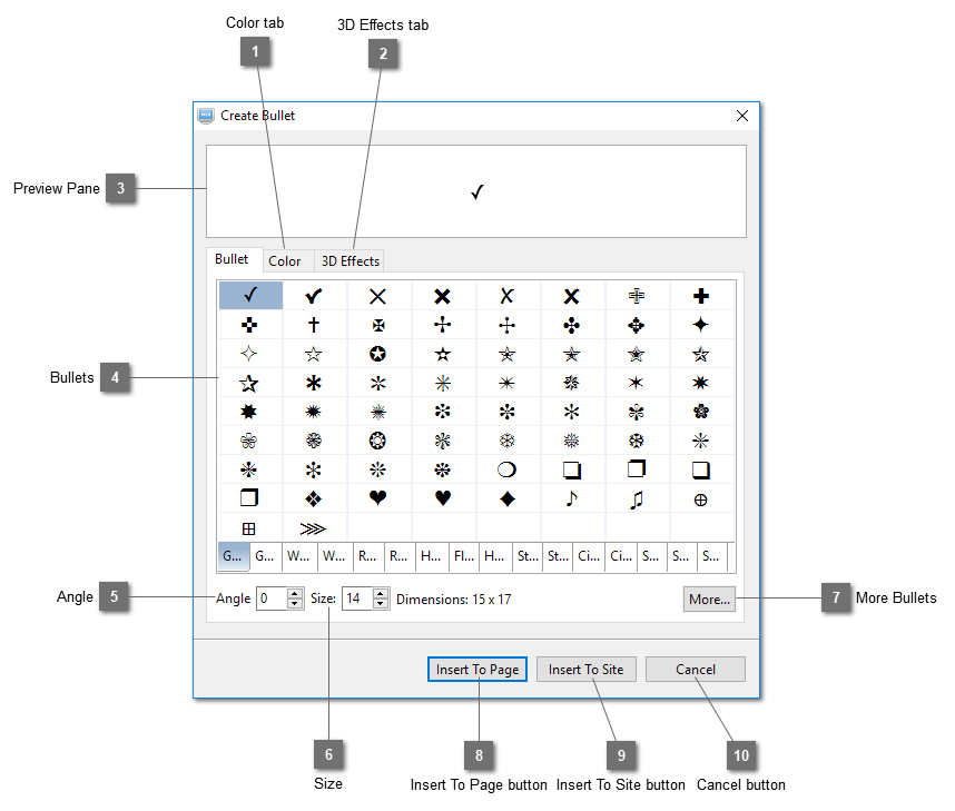 Create Bullet Dialog