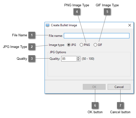 Create Bullet Image Dialog