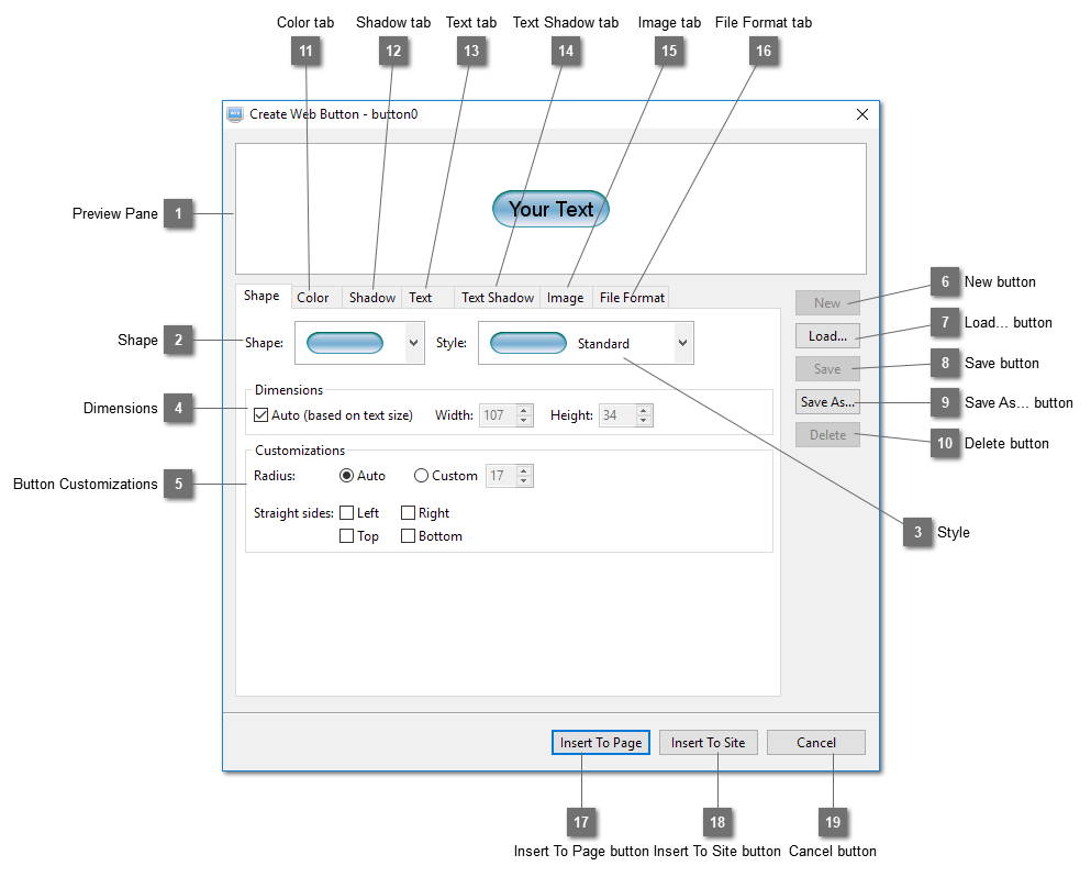 Create Web Button Dialog