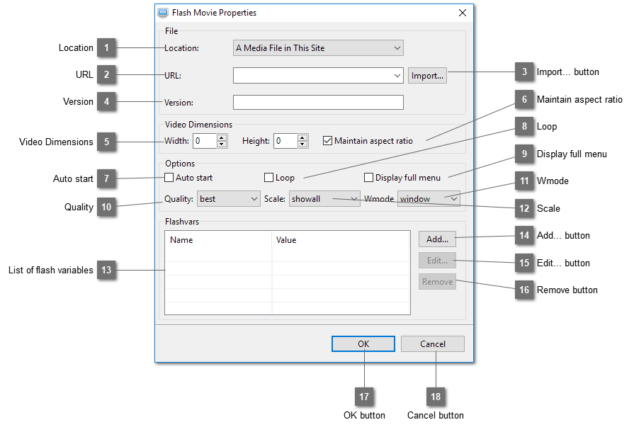 Flash Movie Properties Dialog