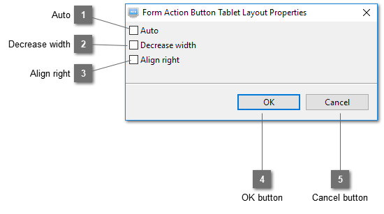 Form Action Button Tablet Layout Properties Dialog