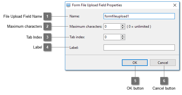 Form File Upload Field Properties Dialog