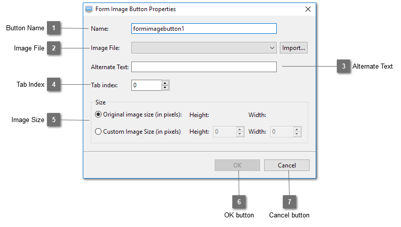 Form Image Button Properties Dialog