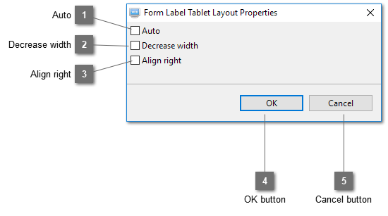 Form Label Tablet Layout Properties Dialog