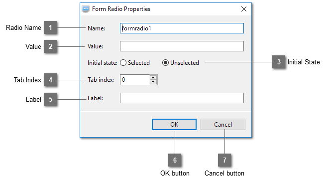 Form Radio Properties Dialog