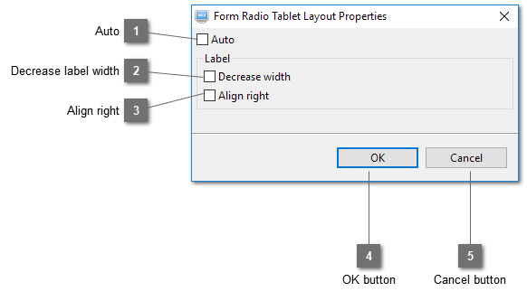 Form Radio Tablet Layout Properties Dialog
