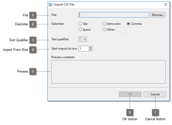 Import CSV File Dialog