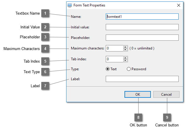 Form Text Properties Dialog