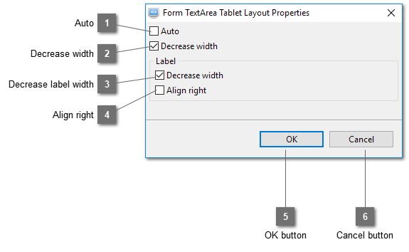 Form Textarea Tablet Layout Properties Dialog