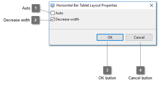 Horizontal Bar Tablet Layout Properties Dialog