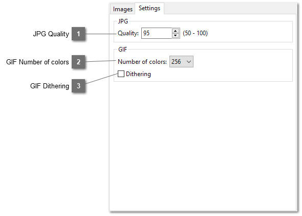 Image Shrinker Settings tab