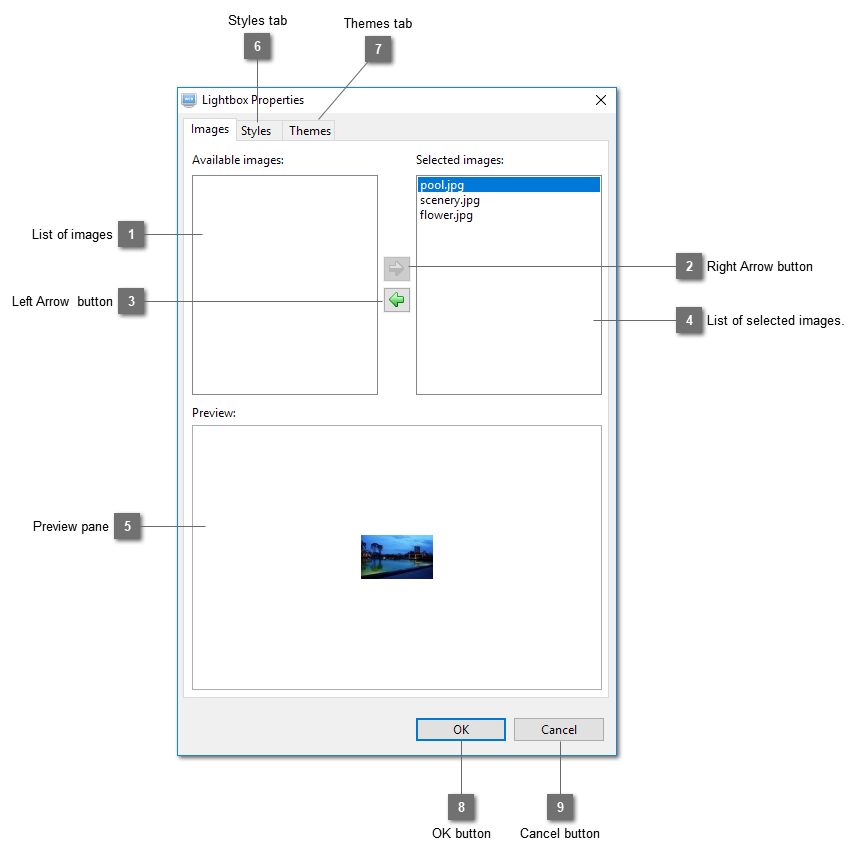 Lightbox Properties Dialog