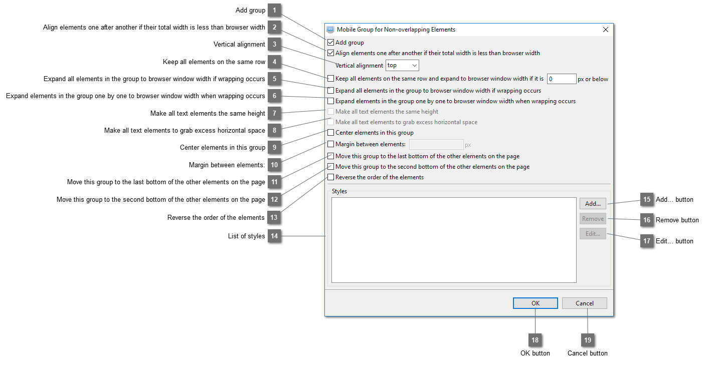 Mobile Group for Non-overlapping Elements Dialog