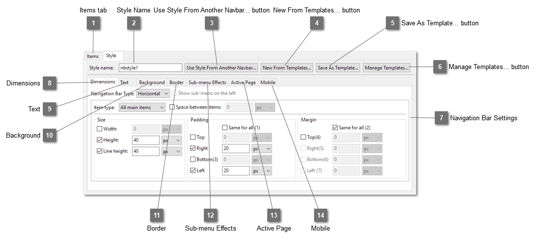 Navigation Bar Style Tab