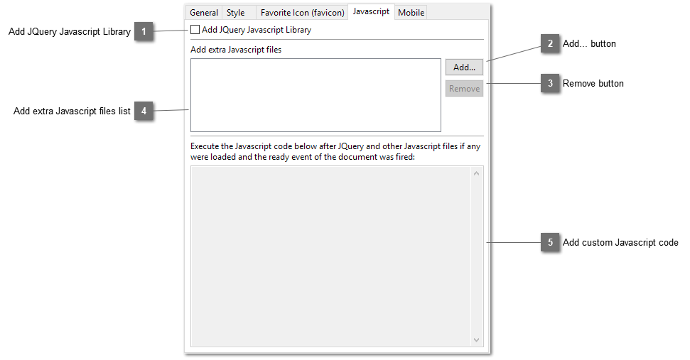 Page Properties Javascript tab