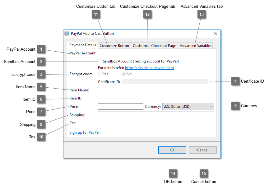 PayPal Add to Cart Button Dialog
