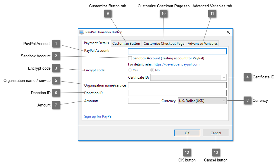 PayPal Donation Button Dialog