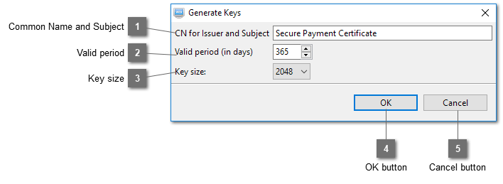 Generate Keys Dialog
