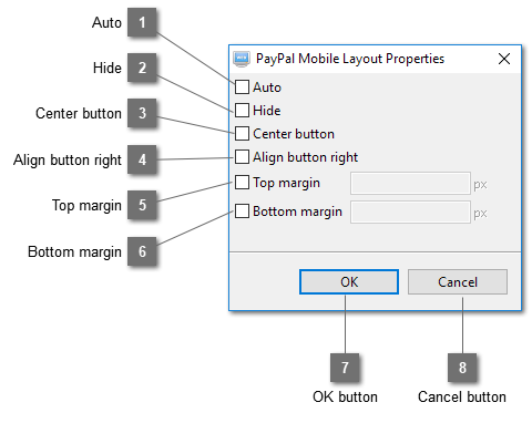 PayPal Mobile Layout Properties Dialog