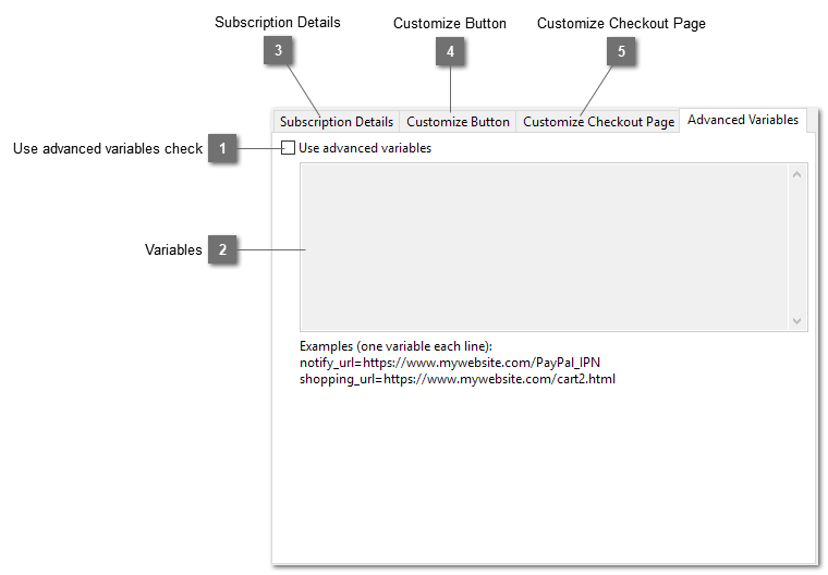 PayPal Subscription Button Advanced Variables