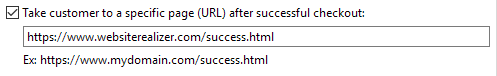 3. Take customer to a specific page (URL) after successful checkout