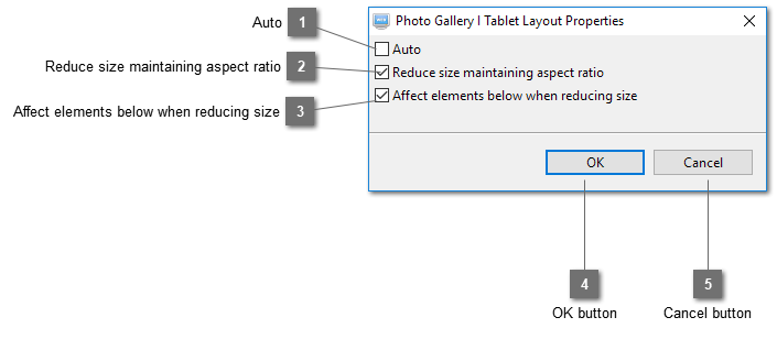 Photo Gallery I Tablet Layout Properties Dialog