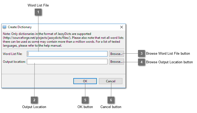 Create Dictionary Dialog