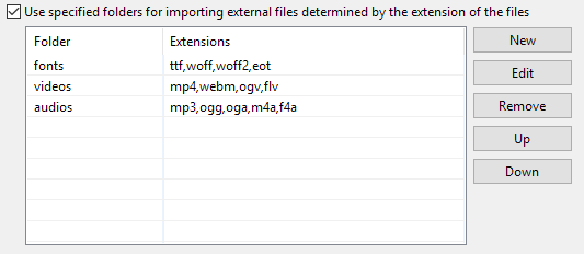 4. Use specified folders for importing external files