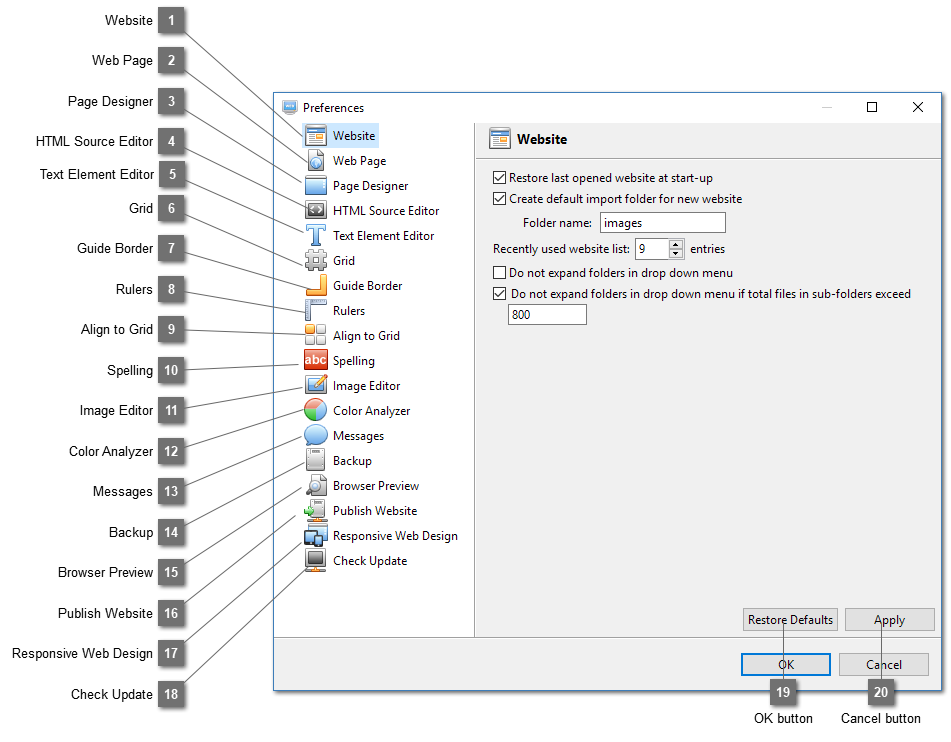 Preferences Dialog