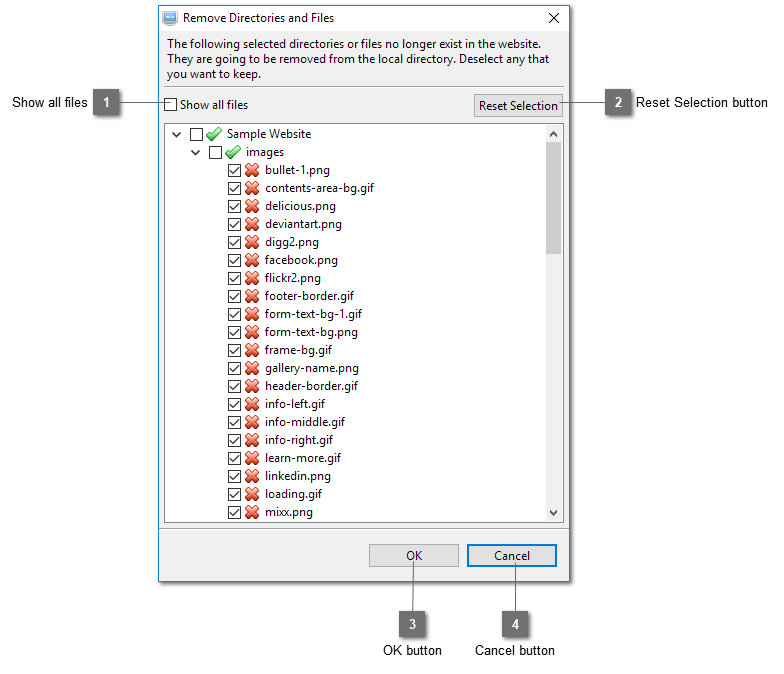 Remove Directories and Files Dialog (Local Directory)