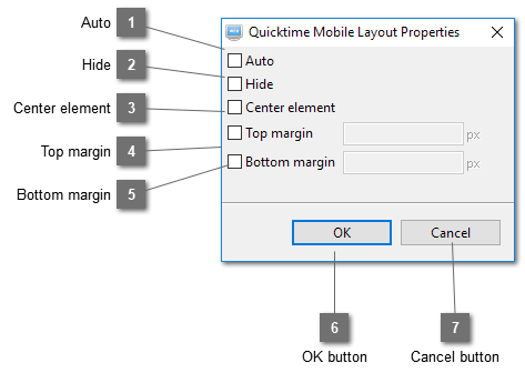 Quictime Mobile Layout Properties Dialog