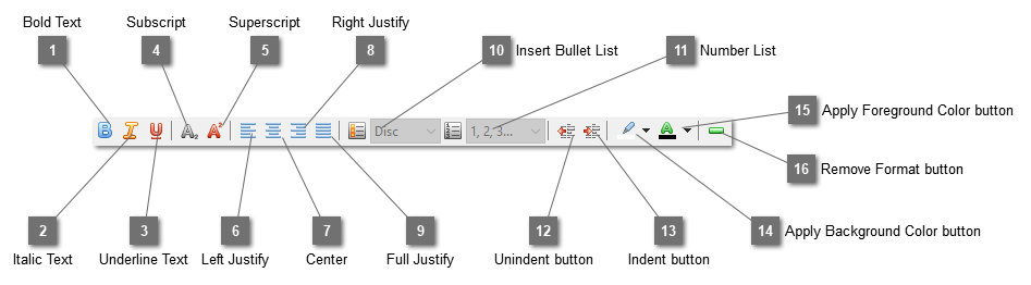 Table Element Format  toolbar