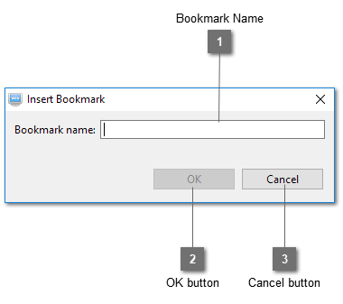 Text Element Insert Bookmark Dialog