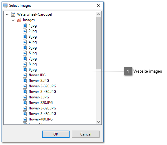 Waterwheel Carousel Select Images Dialog