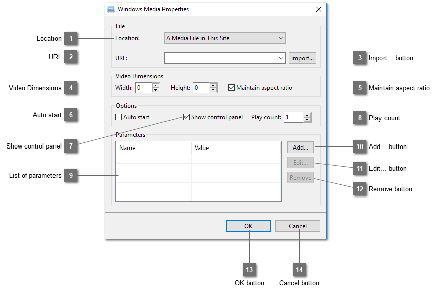 Windows Media Properties Dialog