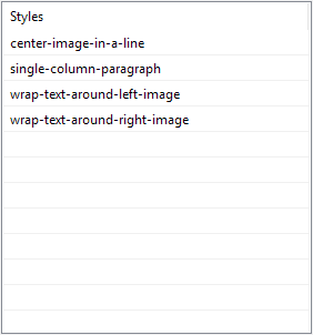 4. List of predefined styles
